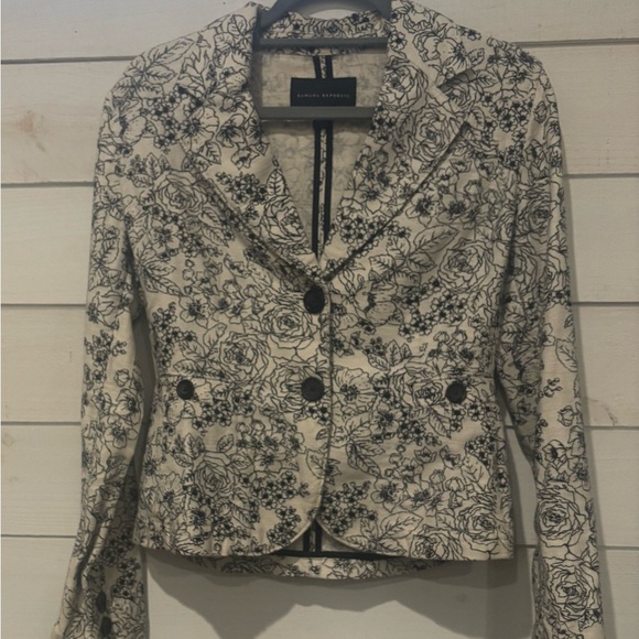 Banana Republic Sz Small Cottagecore Floral Blazer Linen/Cotton Jacket - Picture 6 of 13